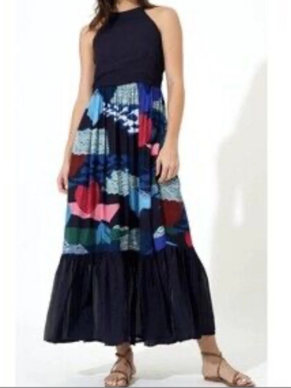 Oliphant Women’s Maxi Lined Dress Pacifica Black Print Medium